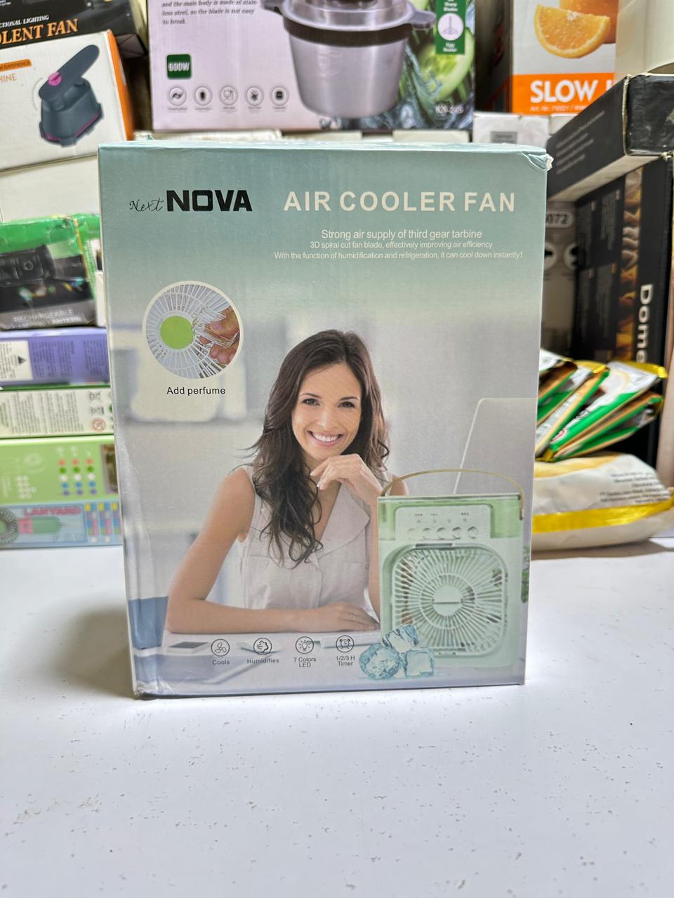 3-in-1 Mini Air Cooler - Portable AC Fan with Mist Humidifier & 7-Color LED