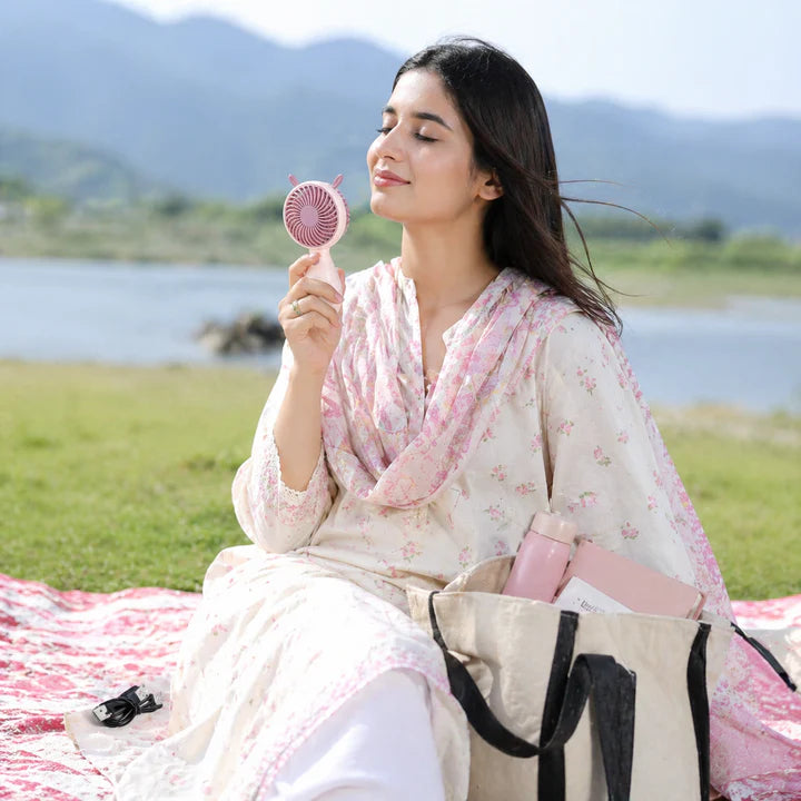 Portable USB Rechargeable Mini Handheld Fan | Strong Airflow Cooling Fan Pakistan