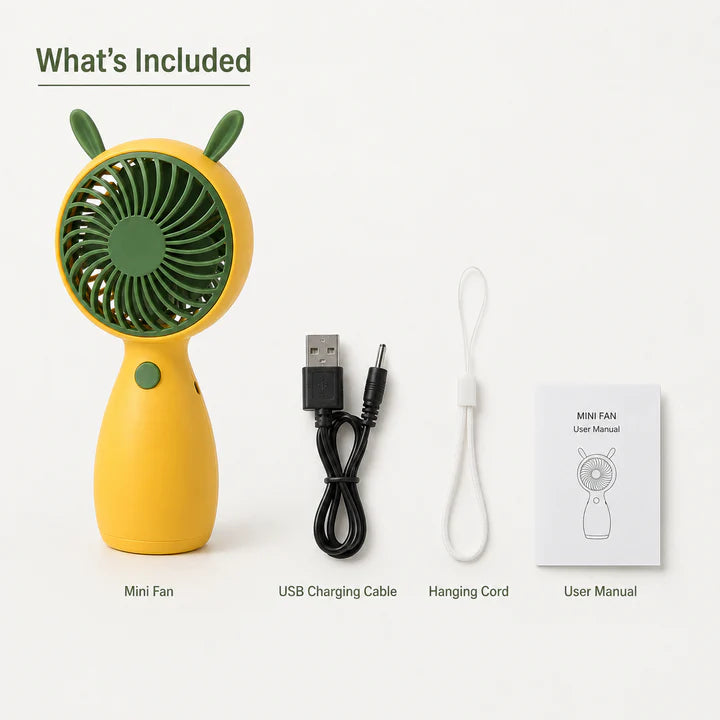 Portable USB Rechargeable Mini Handheld Fan | Strong Airflow Cooling Fan Pakistan