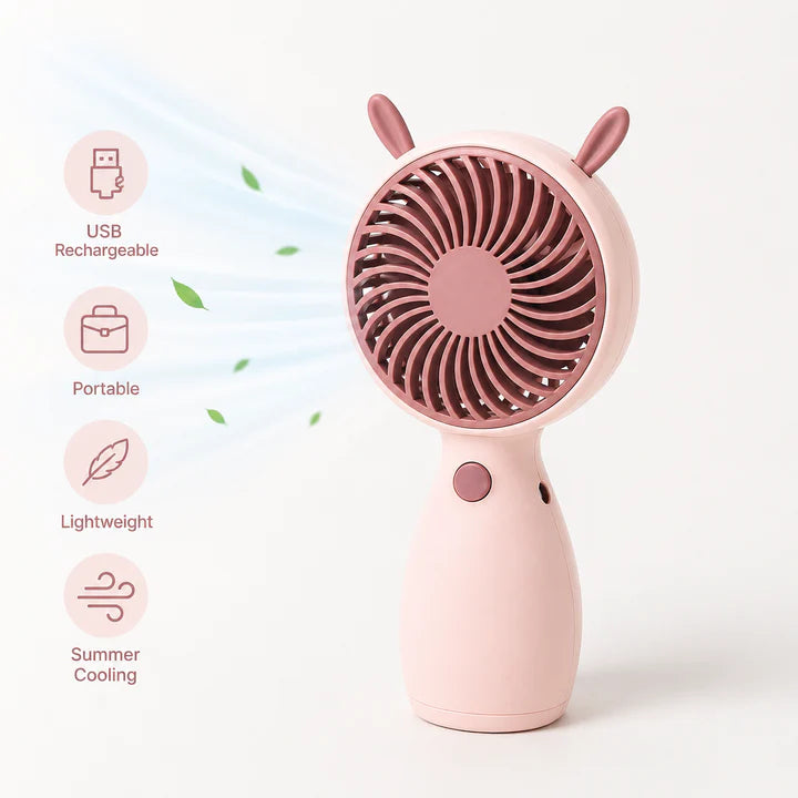 Portable USB Rechargeable Mini Handheld Fan | Strong Airflow Cooling Fan Pakistan