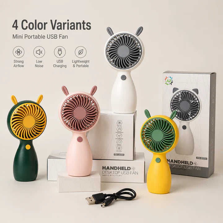 Portable USB Rechargeable Mini Handheld Fan | Strong Airflow Cooling Fan Pakistan