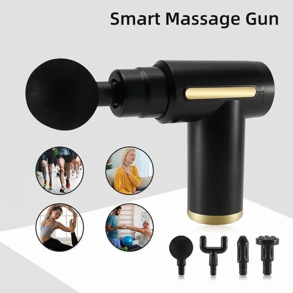 Deep Tissue Massage Gun - Portable Percussion Muscle Massager with 4 Heads