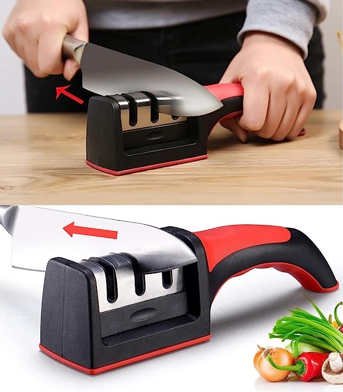 3-Stage Kitchen Knife Sharpener | Manual Knife Sharpener