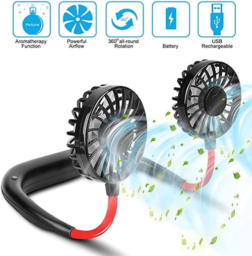 Portable Hands-Free Neck Fan - USB Rechargeable 360° Cooling Fan